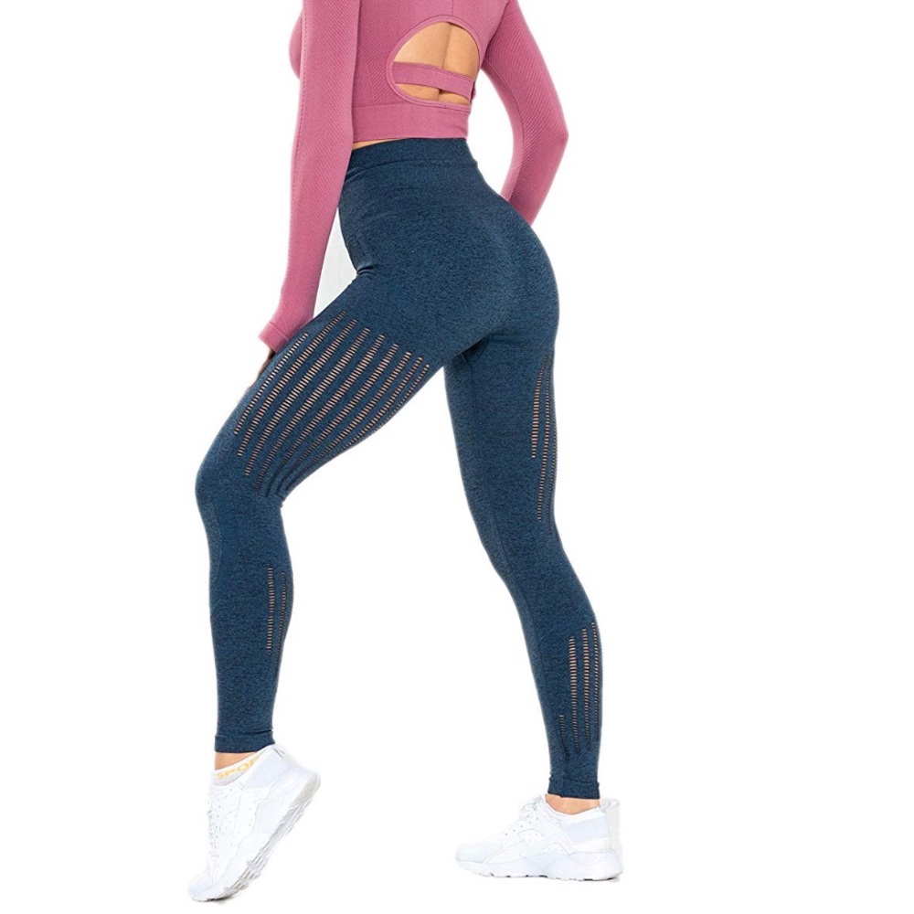 Seamless high waisted laser cut out mesh leggings